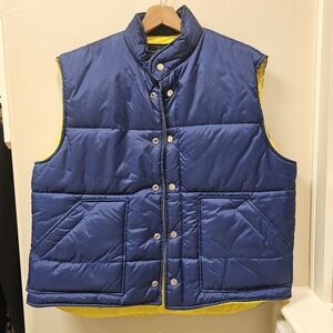 Vintage Puffer Jacket Montgomery Ward Two Color Vest Snap 1980's‎